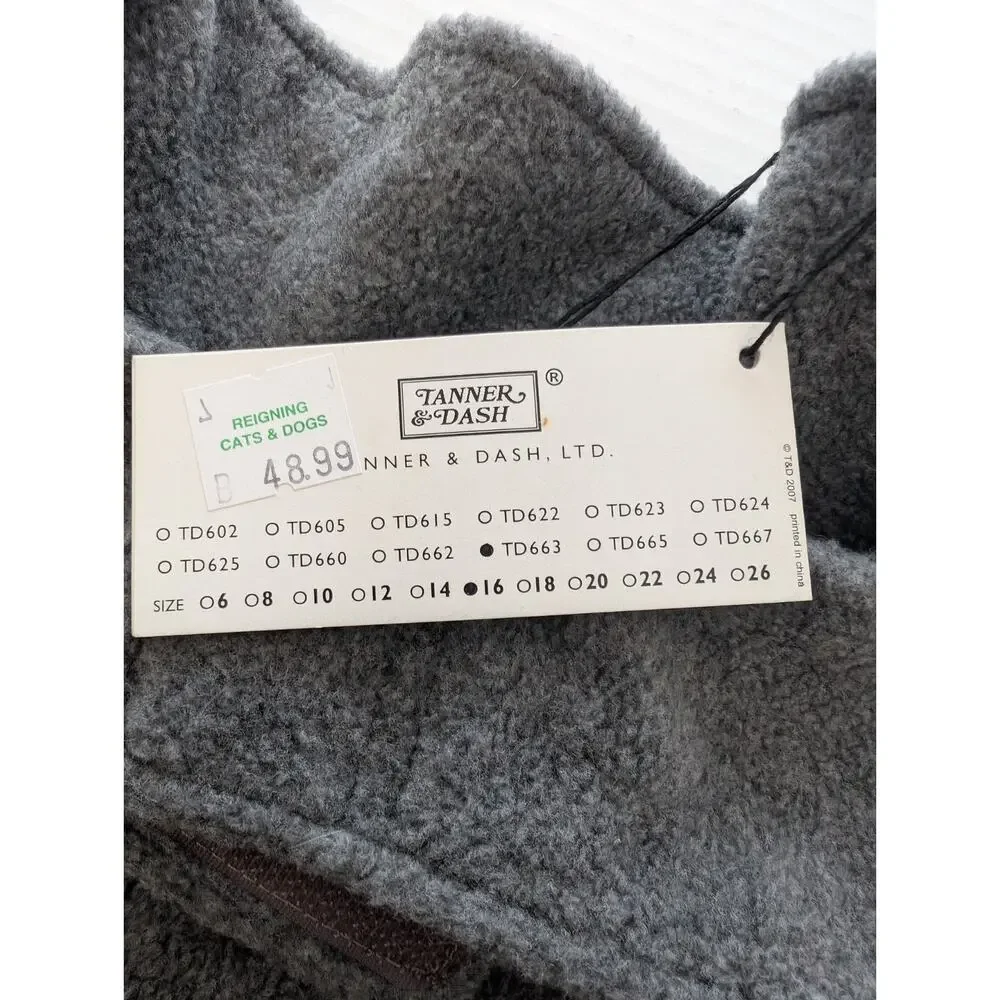 Tanner And Dash Gray Fleece Dog Coat Size 16 Inch Orange Stripe Designer New